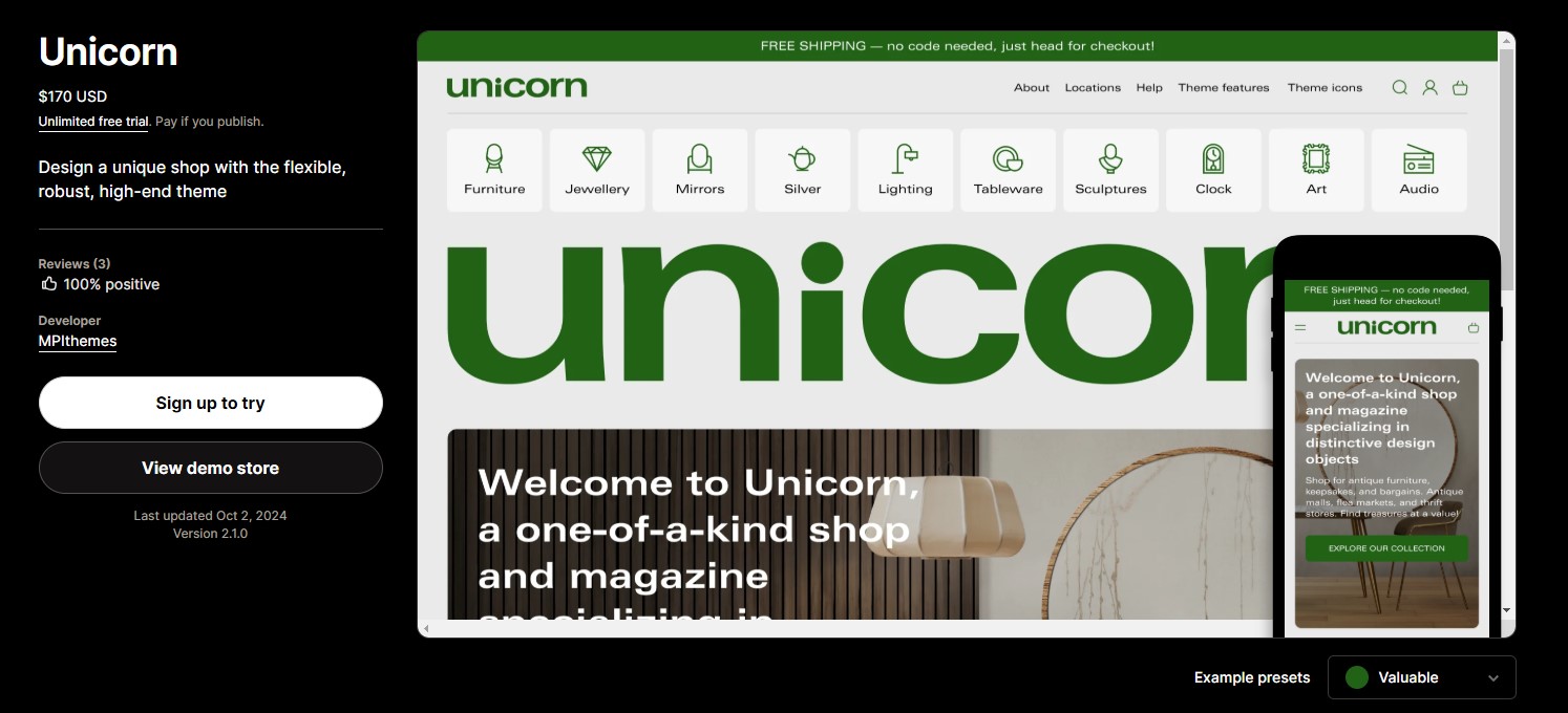 Unicorn Shopify Theme: An Overview